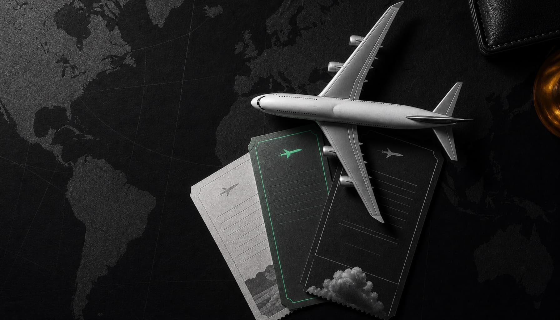 Same flight compared across several country markets on a dark global fare map
