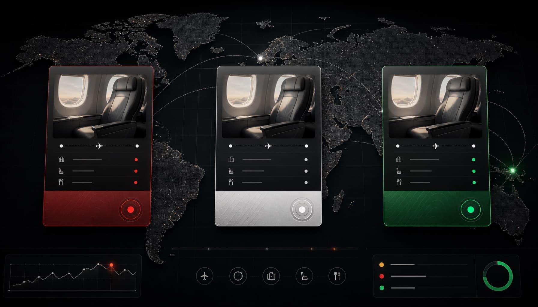 Identical airline seats offered through three country markets at different prices