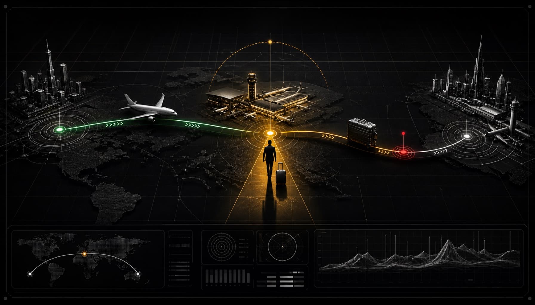 Traveler leaving at a connecting airport while luggage continues to the final city